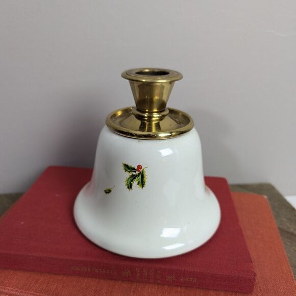 Lenox Holly berry bell shape candle holder taper candlestick ceramic Christmas - Picture 5 of 7